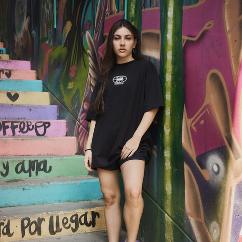 Camiseta Oversize Negra Maratón Medellín 2025