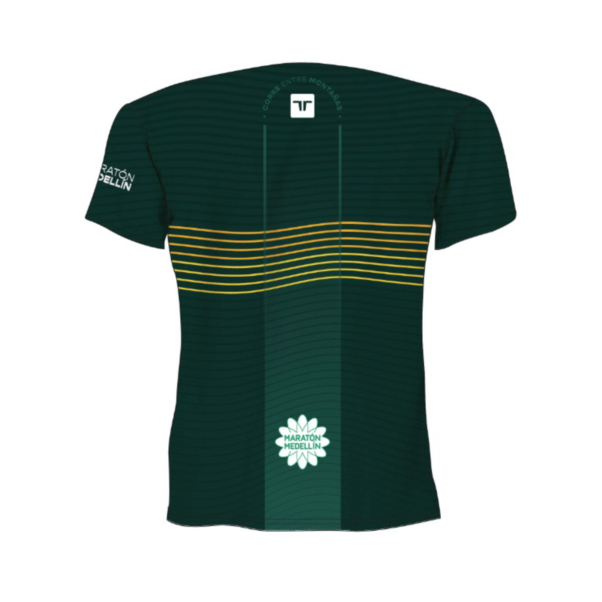Camiseta Maratón Medellín Varones Verde Entre Líneas 2023